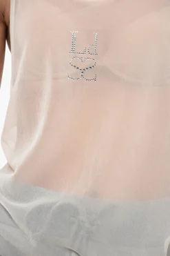 Tank Top See-Through con Logo in Cristalli></noscript>Ludovic de Saint Sernin Outlet