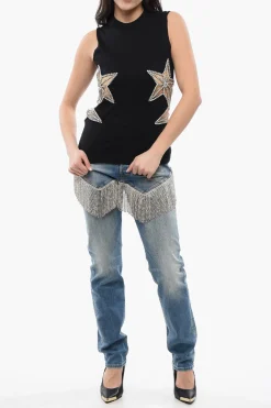 Tank Top STAR con Inserti in Mesh e Cristalli></noscript>Dsquared2 Fashion