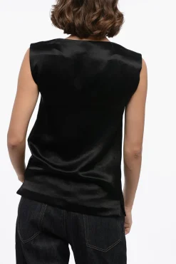 Outlet Tank Top Straight Fit in Satin Donna T-Shirts E Tops
