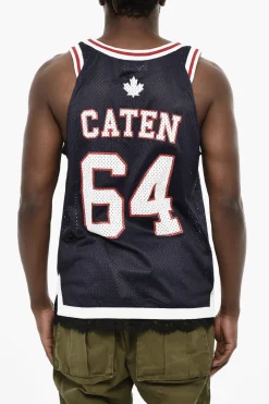 Fashion Tank Top Traforato con Bande a Contrasto Uomo T-Shirt