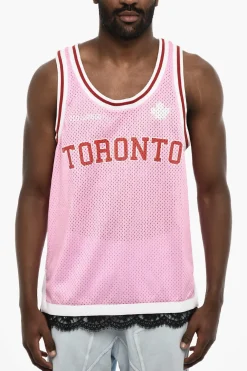Clearance Tank Top Traforato con Bande a Contrasto Uomo T-Shirt