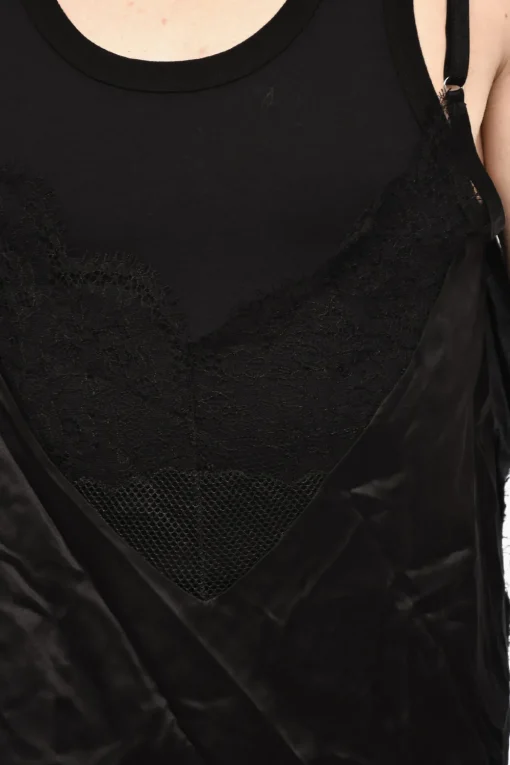 Sale Tank Top Underwear in Misto Seta con Pizzo sul Fondo Uomo Intimo