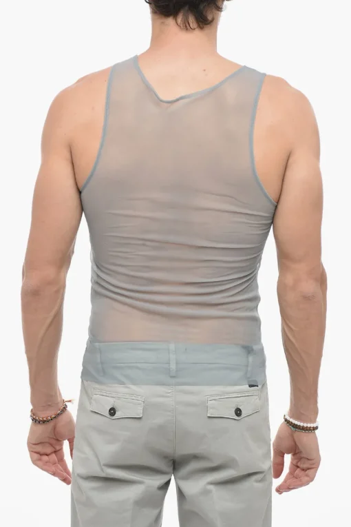 Hot Tank Top UNISEX Trasparente con Logo in Strass Donna T-Shirt|T-Shirts E Tops