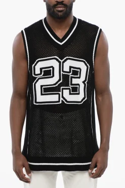 Fashion Tank Top VARSITY NET in Crochet Bicolore Uomo T-Shirt