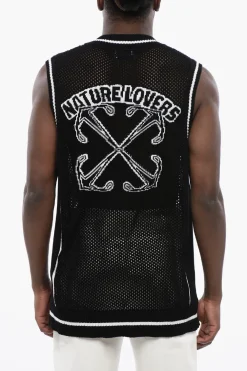 Fashion Tank Top VARSITY NET in Crochet Bicolore Uomo T-Shirt