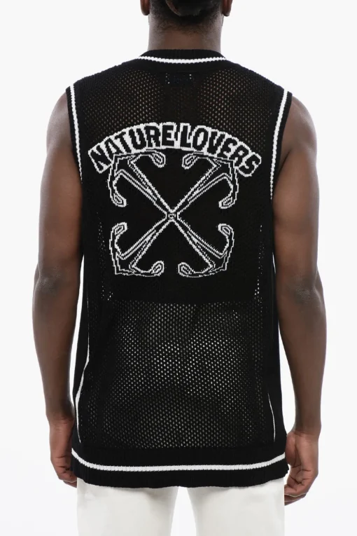 Fashion Tank Top VARSITY NET in Crochet Bicolore Uomo T-Shirt