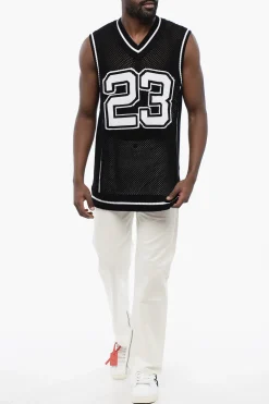Fashion Tank Top VARSITY NET in Crochet Bicolore Uomo T-Shirt