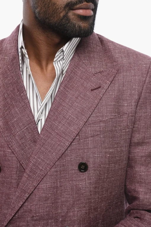TAORMINA Blazer Doppiopetto in Misto Lino con Tasche ad Aletta>Dolce & Gabbana Clearance
