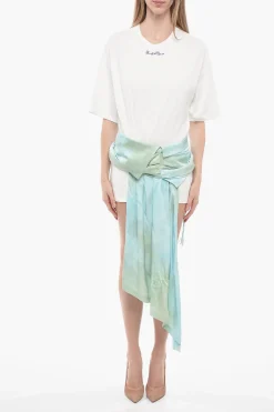 Tee Dress EXACTLY THE OPPOSITE con Gonna Drappeggiata in Satin>Off-White Best