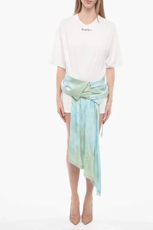 Tee Dress EXACTLY THE OPPOSITE con Gonna Drappeggiata in Satin>Off-White Best