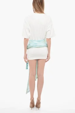 Tee Dress EXACTLY THE OPPOSITE con Gonna Drappeggiata in Satin>Off-White Best
