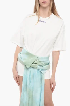 Tee Dress EXACTLY THE OPPOSITE con Gonna Drappeggiata in Satin></noscript>Off-White Best