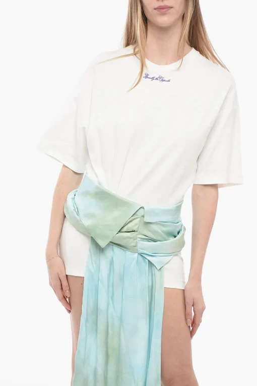 Tee Dress EXACTLY THE OPPOSITE con Gonna Drappeggiata in Satin>Off-White Best