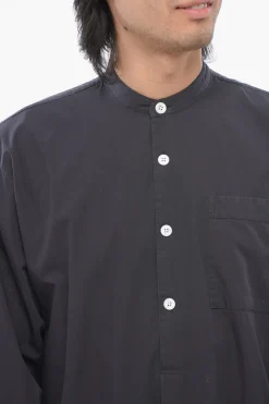 Fashion TEKLA Maxi Camicia in Popline di Cotone con Spacchi Laterali Uomo Camicie