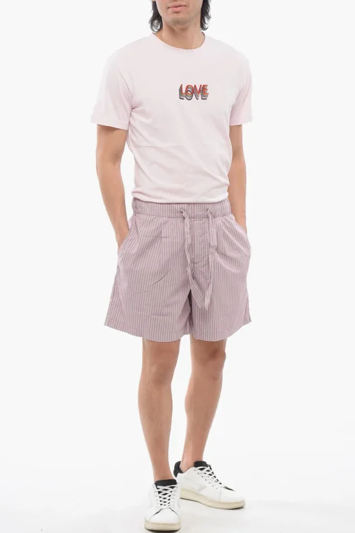 TEKLA Shorts In Cotone a Righe con Elastico in Vita>Birkenstock Fashion