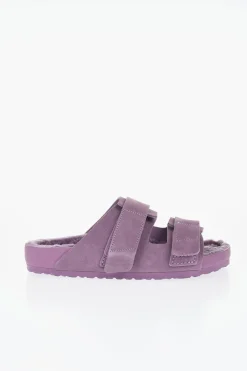 TEKLA x Sandali a Doppia Fascia in Suede con Dettaglio In Shearling></noscript>Birkenstock Clearance