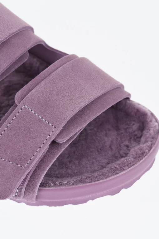 TEKLA x Sandali a Doppia Fascia in Suede con Dettaglio In Shearling>Birkenstock Clearance