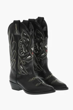 Best Texani In Pelle VINTAGE Ricamati Donna Stivali