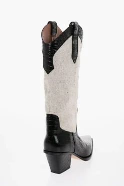 Texani ROSARIO in Pelle Effetto Coccodrillo e Canvas con Tacco 7,5cm>Paris Texas Outlet
