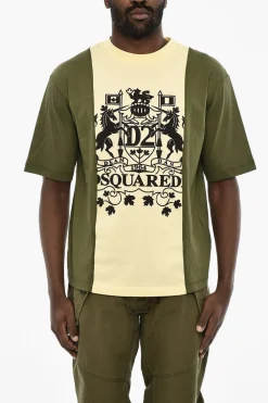 Hot T-Girocollo Bicolore con Stampa Maxi Uomo T-Shirt