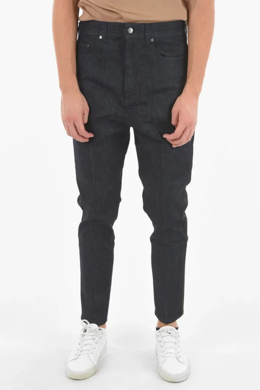 THE GODFATHER OF DENIM Jeans in Denim Grezzo a Vita Bassa con Bande Laterali in Satin 16cm>Neil Barrett New