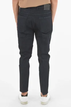 THE GODFATHER OF DENIM Jeans in Denim Grezzo a Vita Bassa con Bande Laterali in Satin 16cm>Neil Barrett New