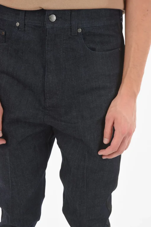 THE GODFATHER OF DENIM Jeans in Denim Grezzo a Vita Bassa con Bande Laterali in Satin 16cm>Neil Barrett New