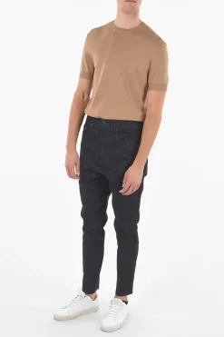 THE GODFATHER OF DENIM Jeans in Denim Grezzo a Vita Bassa con Bande Laterali in Satin 16cm></noscript>Neil Barrett New