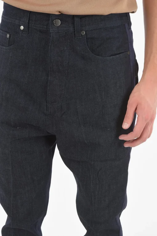 Discount THE GODFATHER OF DENIM Jeans in Denim Grezzo a Cavallo Basso con Bande Laterali in Satin 16cm Uomo Jeans