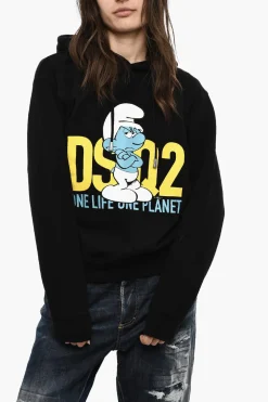 Hot THE SMURFS Felpa Hoodie GROUNCHY in Cotone Garzato Donna Felpe