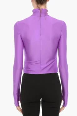 Top a Collo Alto con Logo in Strass>Adriana Hot Couture New