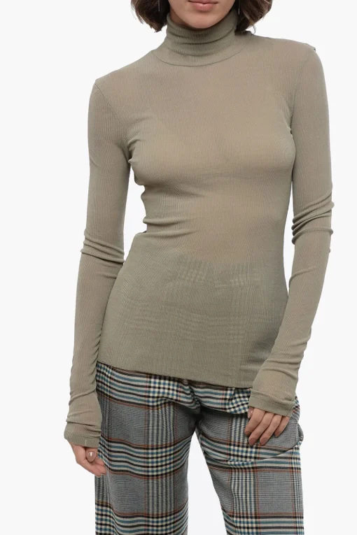 Top a Coste Effetto Trasparente con Collo Alto>Ami Alexandre Mattiussi Discount