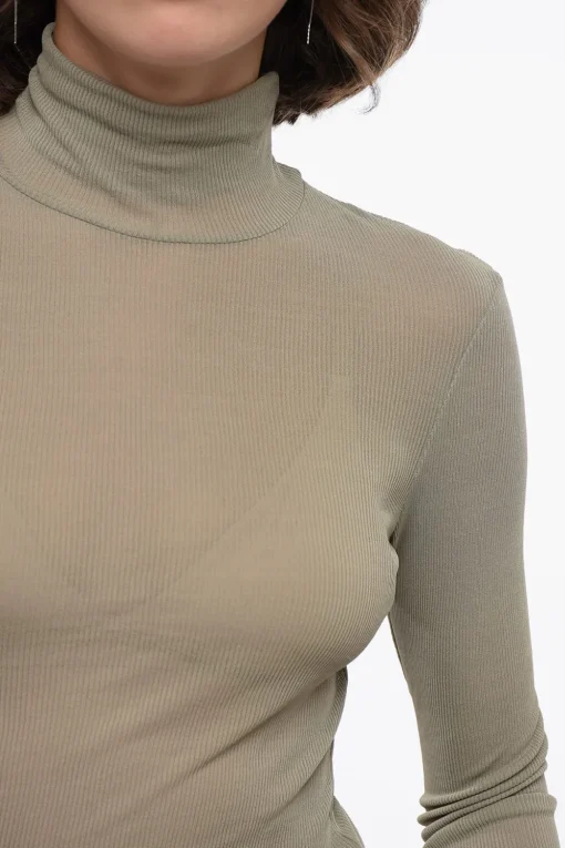 Top a Coste Effetto Trasparente con Collo Alto>Ami Alexandre Mattiussi Discount