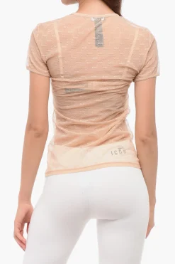 Online Top a Maniche Corte in Pizzo Monogram Donna Intimo