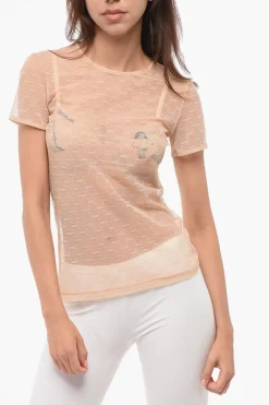 Sale Top a Maniche Corte in Pizzo Monogram Donna Intimo