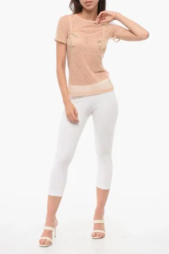 Sale Top a Maniche Corte in Pizzo Monogram Donna Intimo