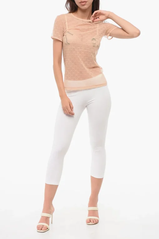 Sale Top a Maniche Corte in Pizzo Monogram Donna Intimo
