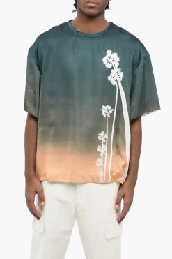 Top a Maniche Corte PALM in Satin Stampato>Jil Sander Online