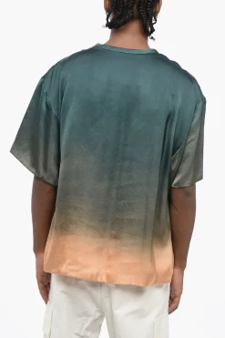 Top a Maniche Corte PALM in Satin Stampato>Jil Sander Online