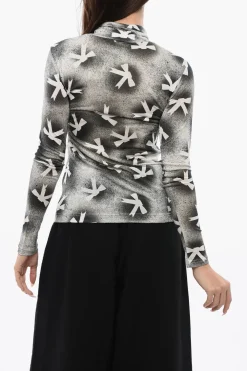 Best Top A Maniche Lunghe A Collo Alto Con Stampa Fiocchi Donna T-Shirts E Tops