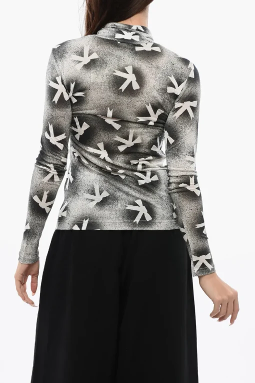 Best Top A Maniche Lunghe A Collo Alto Con Stampa Fiocchi Donna T-Shirts E Tops
