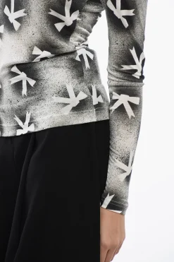 Best Top A Maniche Lunghe A Collo Alto Con Stampa Fiocchi Donna T-Shirts E Tops