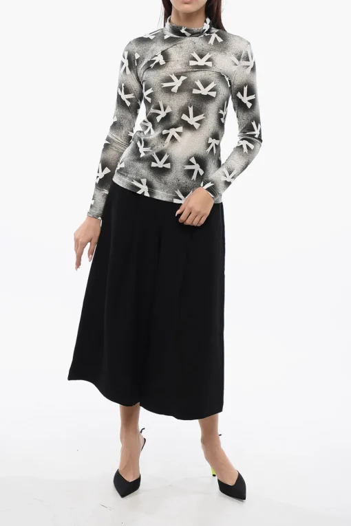 Best Top A Maniche Lunghe A Collo Alto Con Stampa Fiocchi Donna T-Shirts E Tops