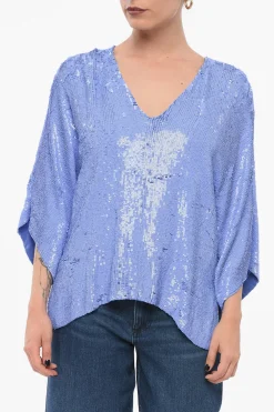 Top A Maniche Lunghe Con Paillettes Allover>Parosh Hot