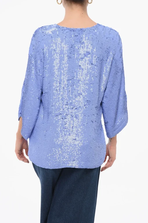Top A Maniche Lunghe Con Paillettes Allover>Parosh Hot
