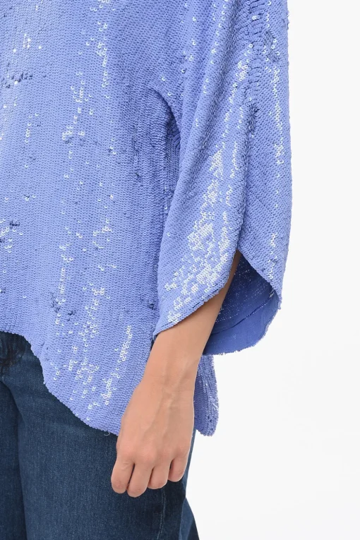 Top A Maniche Lunghe Con Paillettes Allover>Parosh Hot