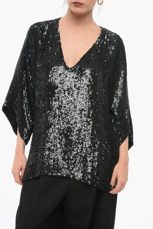 Top A Maniche Lunghe Con Paillettes Allover>Parosh Clearance