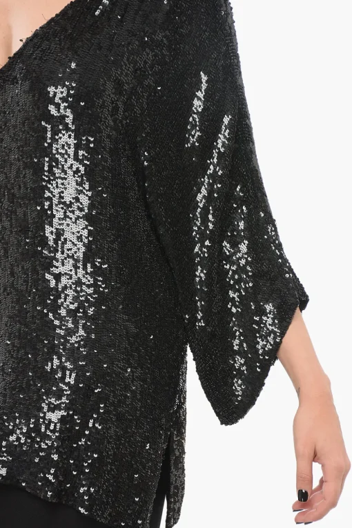 Top A Maniche Lunghe Con Paillettes Allover>Parosh Clearance
