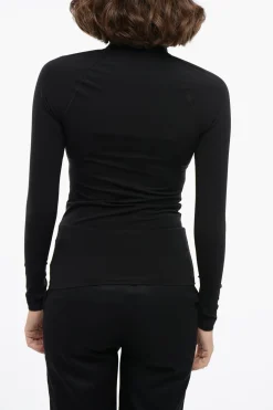 Top a Maniche Lunghe in Tessuto Tecnico con Logo Stampato>Jil Sander Outlet