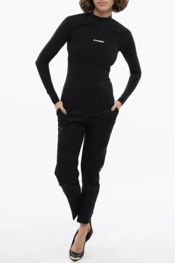 Top a Maniche Lunghe in Tessuto Tecnico con Logo Stampato></noscript>Jil Sander Outlet